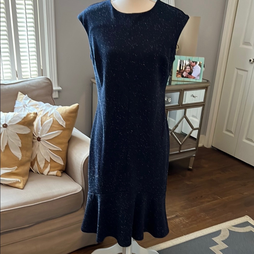 Ann Taylor Flattering Navy Blue Sleeveless Dress Size 4 (With Stretch)